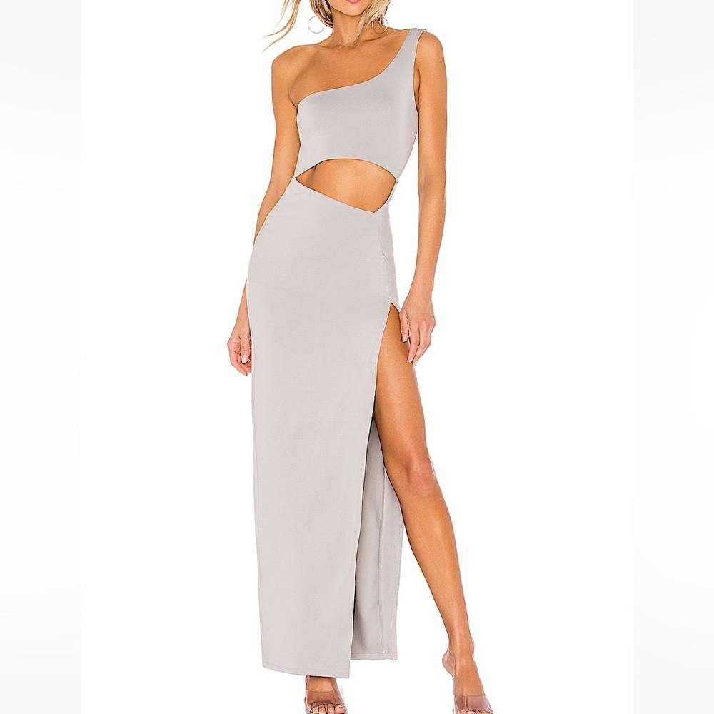 Superdown Erla Cutout Maxi Dress in Light Grey